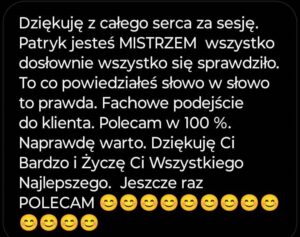 wiadomość na messengerze z opinią klienta